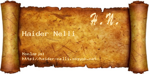 Haider Nelli névjegykártya